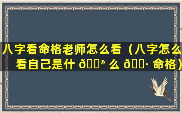 八字看命格老师怎么看（八字怎么看自己是什 💮 么 🌷 命格）